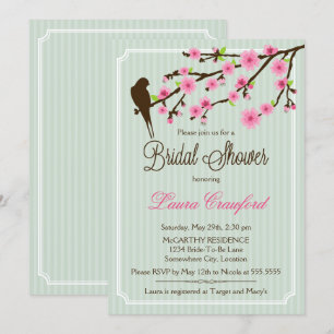 Cherry Blossom and Bird Bridal Shower Invitation