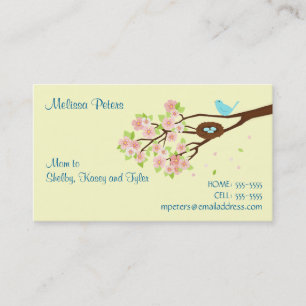 Cherry Blossom and Bird Mom Profile Card