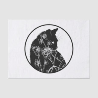 Cherry Blossom and Black Cat Floral pattern Tissue Paper