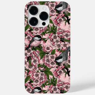 Cherry blossom and chickadees on pink Case-Mate iPhone 14 pro max case