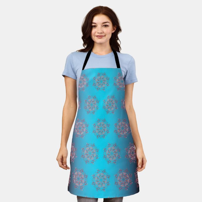 Cherry Blossom and Goldfish in blue Apron (Worn)