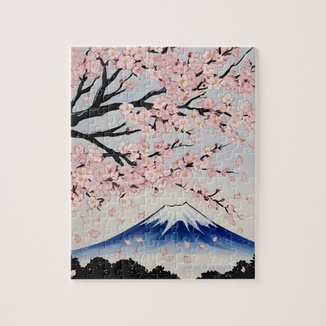 Cherry Blossom and Mount Fuji Jigsaw Puzzle (Vertical)