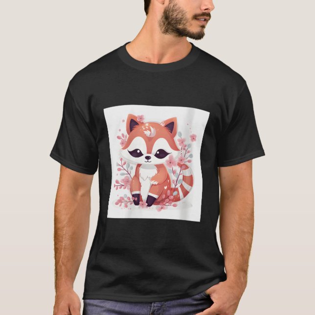 Cherry Blossom And Red Panda Print Home Decor T-Shirt (Front)