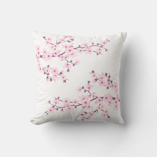 Cherry Blossom Baby Pink Coquette Aesthetic Throw Pillow (Front)