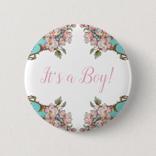 Cherry Blossom Baby Shower 2 Inch Round Button