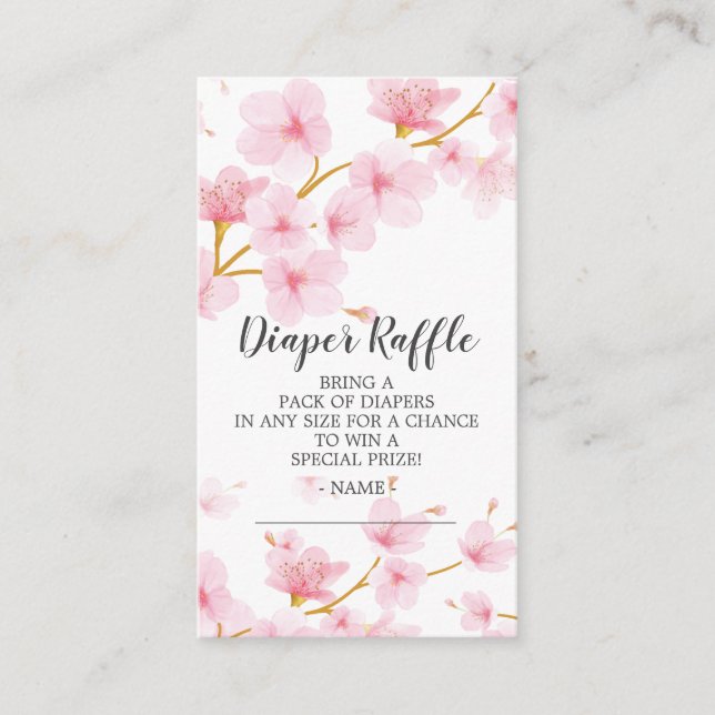 Cherry Blossom Baby Shower Diaper Raffle Ticket Enclosure Card (Front)