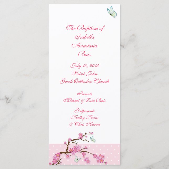 Cherry Blossom Baptismal Program 1/5 (Front)