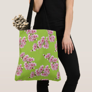 Cherry blossom bath towel set tote bag