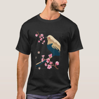 Cherry Blossom Bird Vintage Japanese Block Streetw T-Shirt