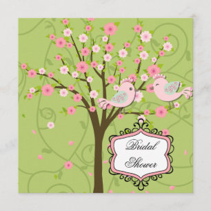 Cherry Blossom Birds Bridal Shower Invitation
