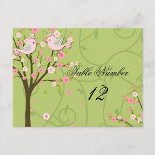 Cherry Blossom Birds Table Number Postcard