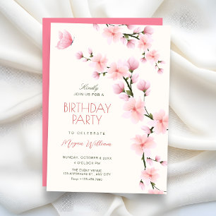 Cherry blossom birthday invitation