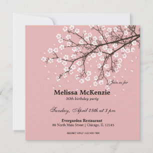 Cherry Blossom birthday party Invitation