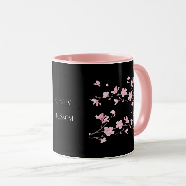 Cherry Blossom - Black Mug (Front Right)