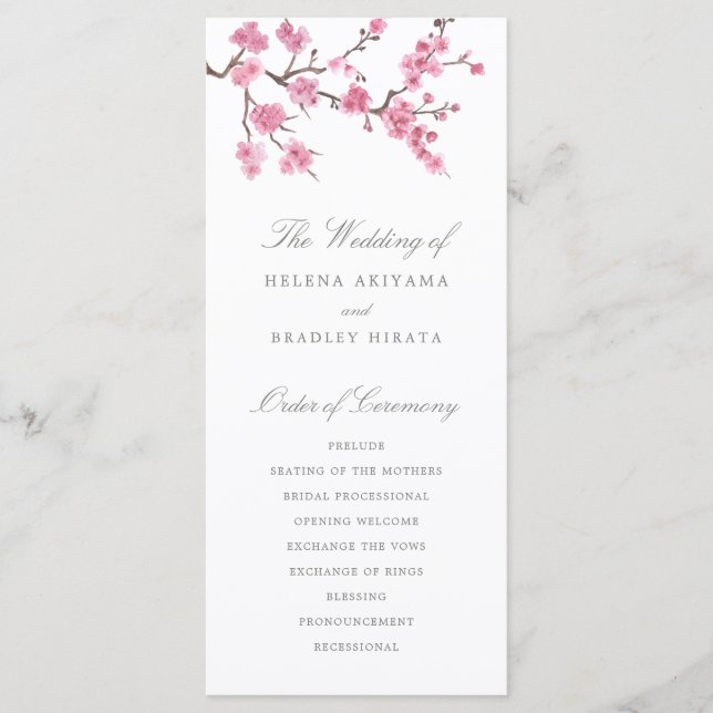 Cherry Blossom Bloom | Wedding Program (Front)