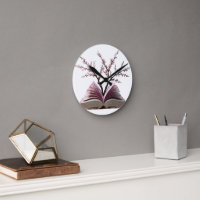 Cherry Blossom Book Art Wall Clock – 10" Round
