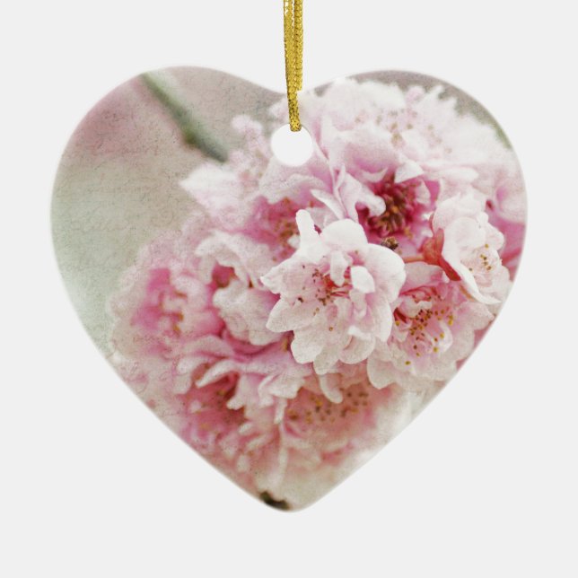 Cherry Blossom Botanical Ceramic Ornament (Front)