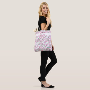 Cherry blossom branch, girly pink design tote bag