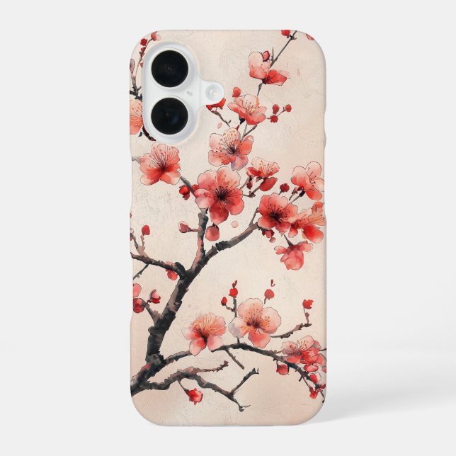 Cherry Blossom Branch iPhone 16 Case (Back)