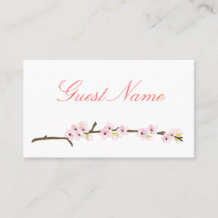 Cherry Blossom Branch Place Card (White)