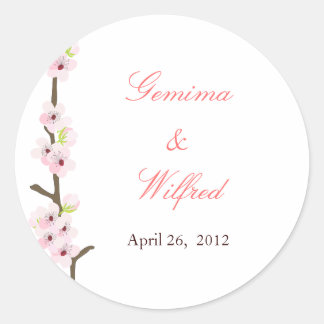 Cherry Blossom Branch Round Sticker (White)