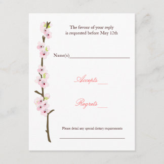 Cherry Blossom Branch RSVP (White) Card