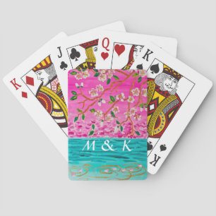 Cherry Blossom Branch Sakura Water Ripple Painting Playing Cards