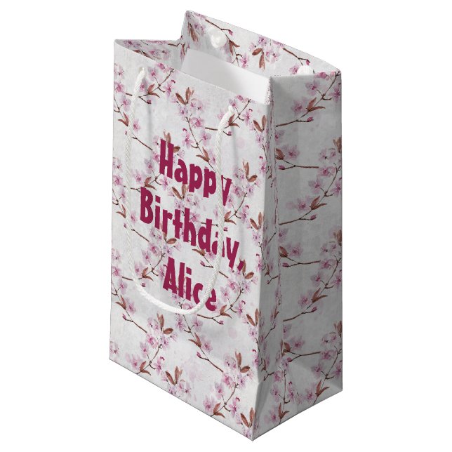 Cherry Blossom Branch Small Gift Bag (Front Angled)