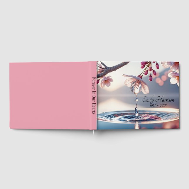 Cherry Blossom Branch With Dewdrops Guest Book (Full)