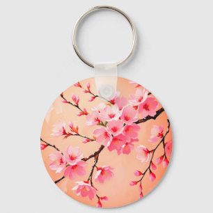 Cherry Blossom Branches Art – Elegant Pink Sakura Keychain