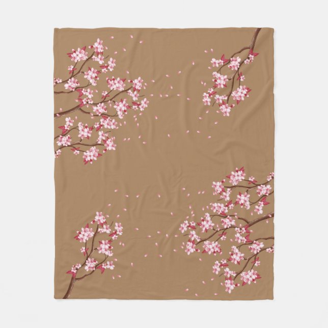 Cherry Blossom Branches Custom Fleece Blanket (Front)