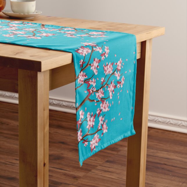 Cherry Blossom Branches Custom Table Runner (In Situ)