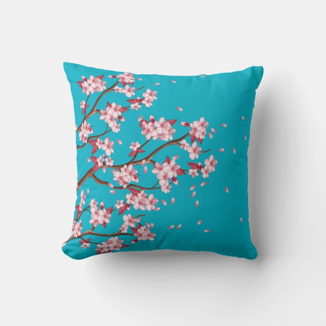 Cherry Blossom Branches Custom Throw Pillow (Front)