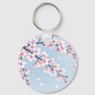 Cherry Blossom Branches Serene Pattern Keychain
