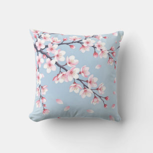 Cherry Blossom Branches Serene Pattern Throw Pillow