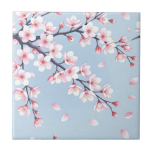 Cherry Blossom Branches Serene Pattern Tile