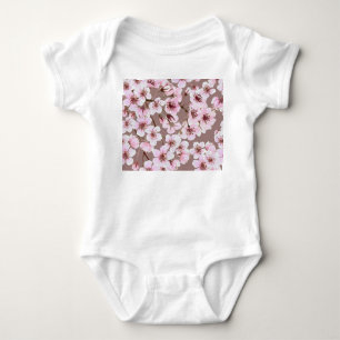 Cherry Blossom Branches Watercolor Pattern Baby Bodysuit