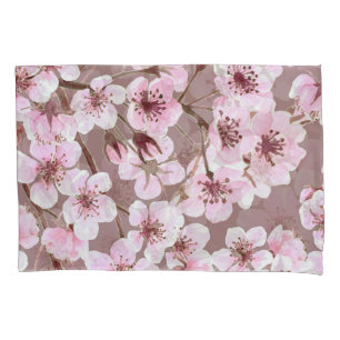 Cherry Blossom Branches Watercolor Pattern Pillowcase