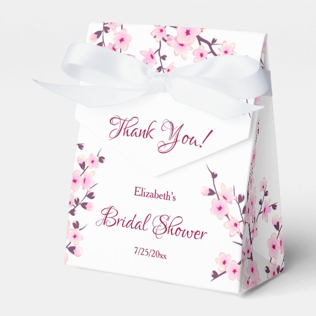 Cherry Blossom Bridal Shower Favor Box (Front Side)