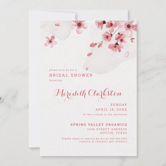 Cherry Blossom Bridal Shower Invitation (Front)
