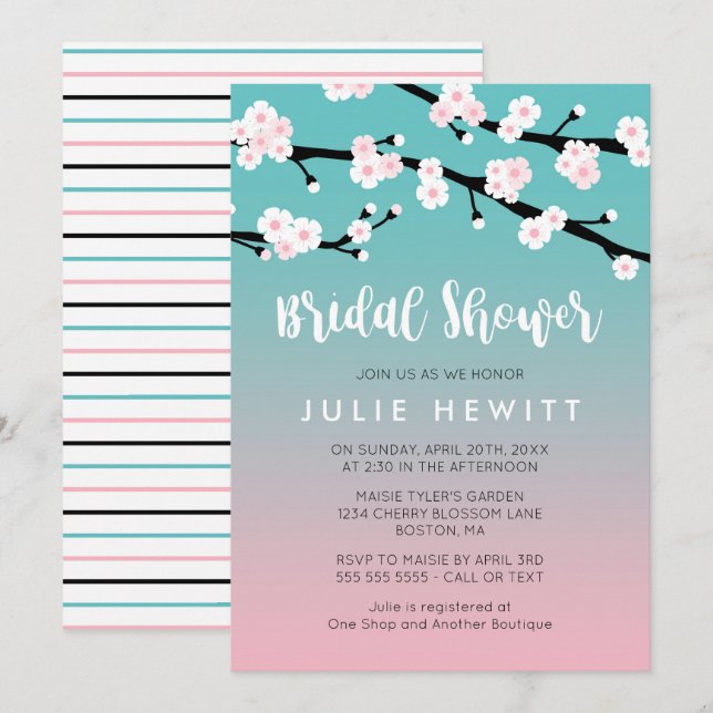 Cherry Blossom Bridal Shower Invitation (Front/Back)