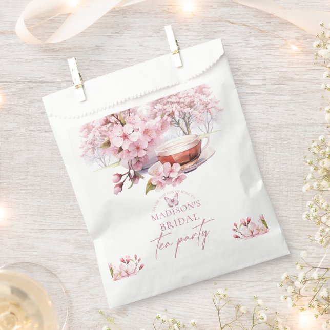 Cherry Blossom Bridal Tea Custom Favour Bag (Clipped)