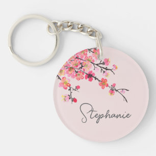 Cherry blossom bridesmaid gift pink floral keychain