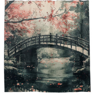 Cherry Blossom Bridge Sumi-E Landscape (1)
