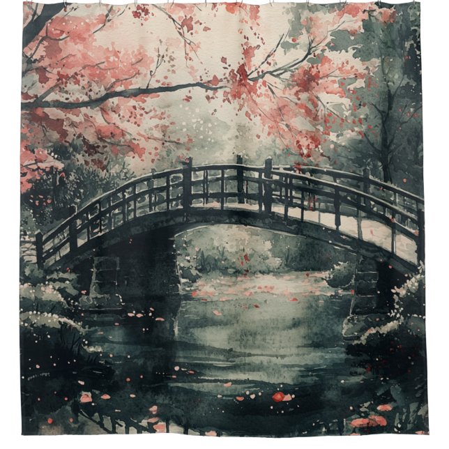 Cherry Blossom Bridge Sumi-E Landscape (1) (Front)