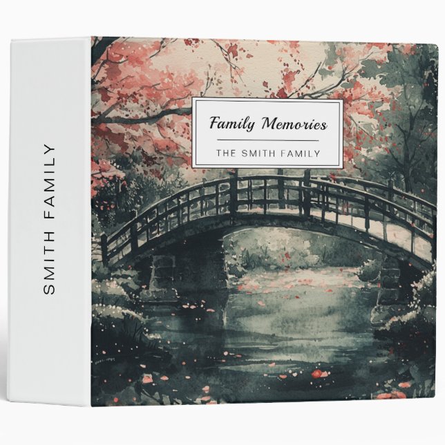 Cherry Blossom Bridge Sumi-E Landscape (1) Binder (Front/Spine)
