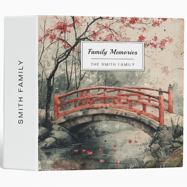 Cherry Blossom Bridge Sumi-E Landscape (2) Binder (Front/Spine)