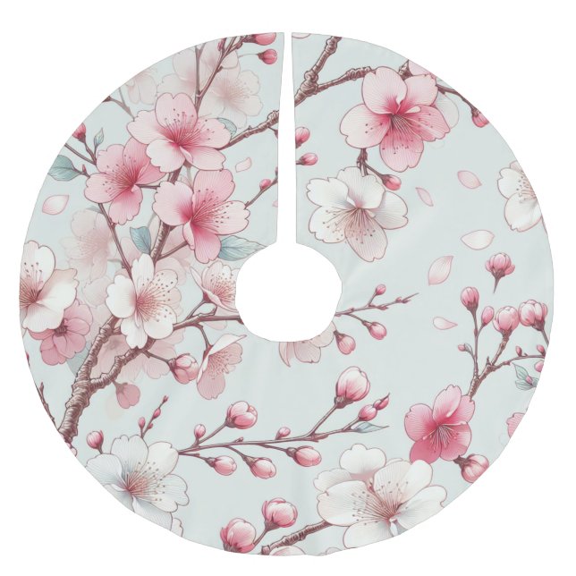 Cherry Blossom Brushed Polyester Tree Skirt (Front)