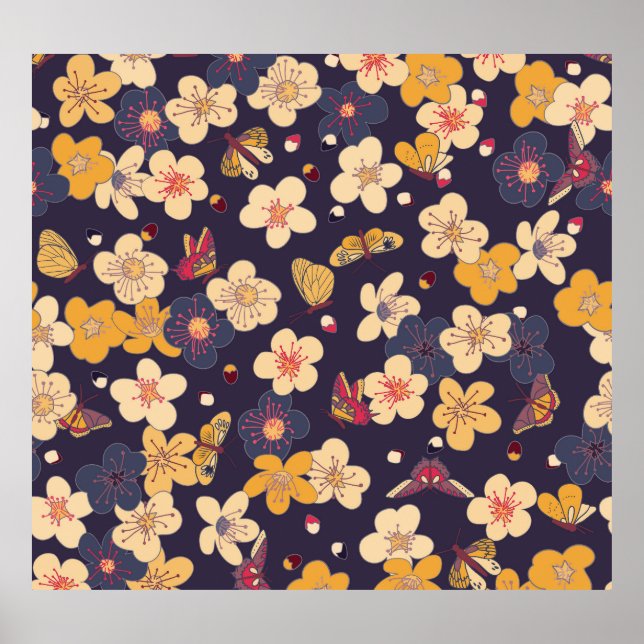 Cherry Blossom Butterfly Asian Print (Front)