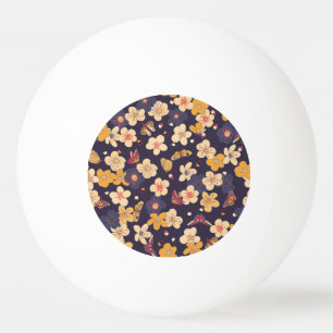 Cherry Blossom Butterfly Asian Print Ping Pong Ball